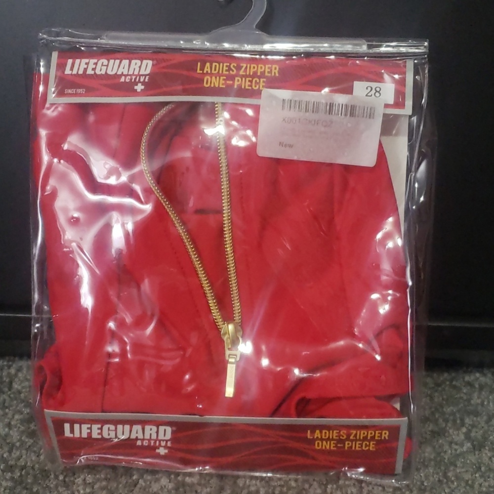 Red lifeguard one piece